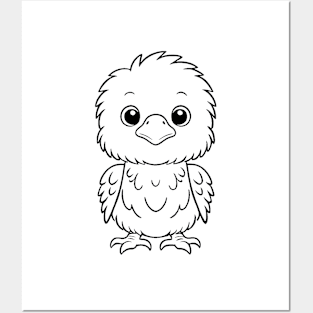 Cute Baby Eagle Animal Outline Posters and Art